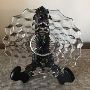 Vintage Fostoria American Cubist Clear Glass 7" Salad Dessert Plates (6) MCM EUC